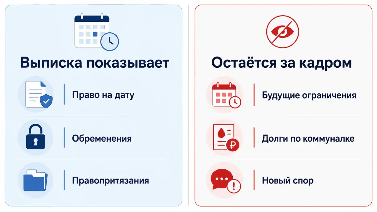 Сравнение: что фиксирует выписка ЕГРН на дату и что остаётся за её пределами