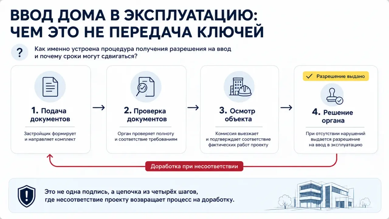 Схема процедуры получения разрешения на ввод дома в эксплуатацию