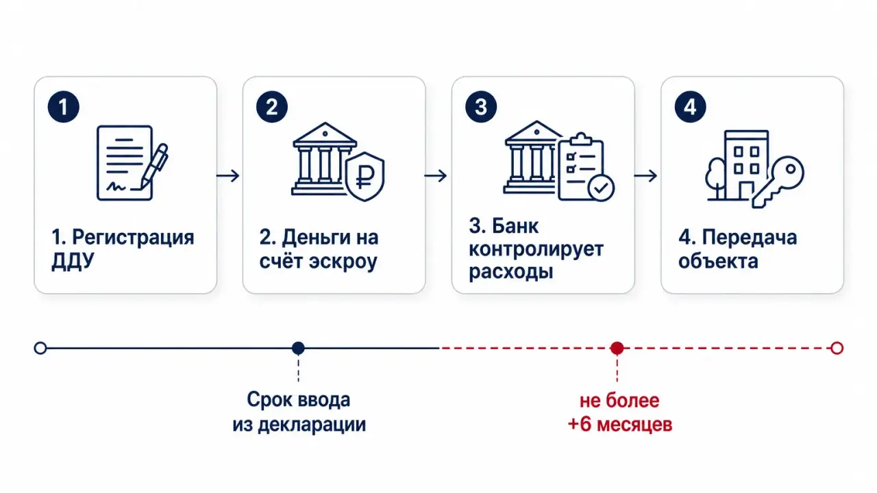 Процесс расчётов через эскроу и связь со сроком из проектной декларации