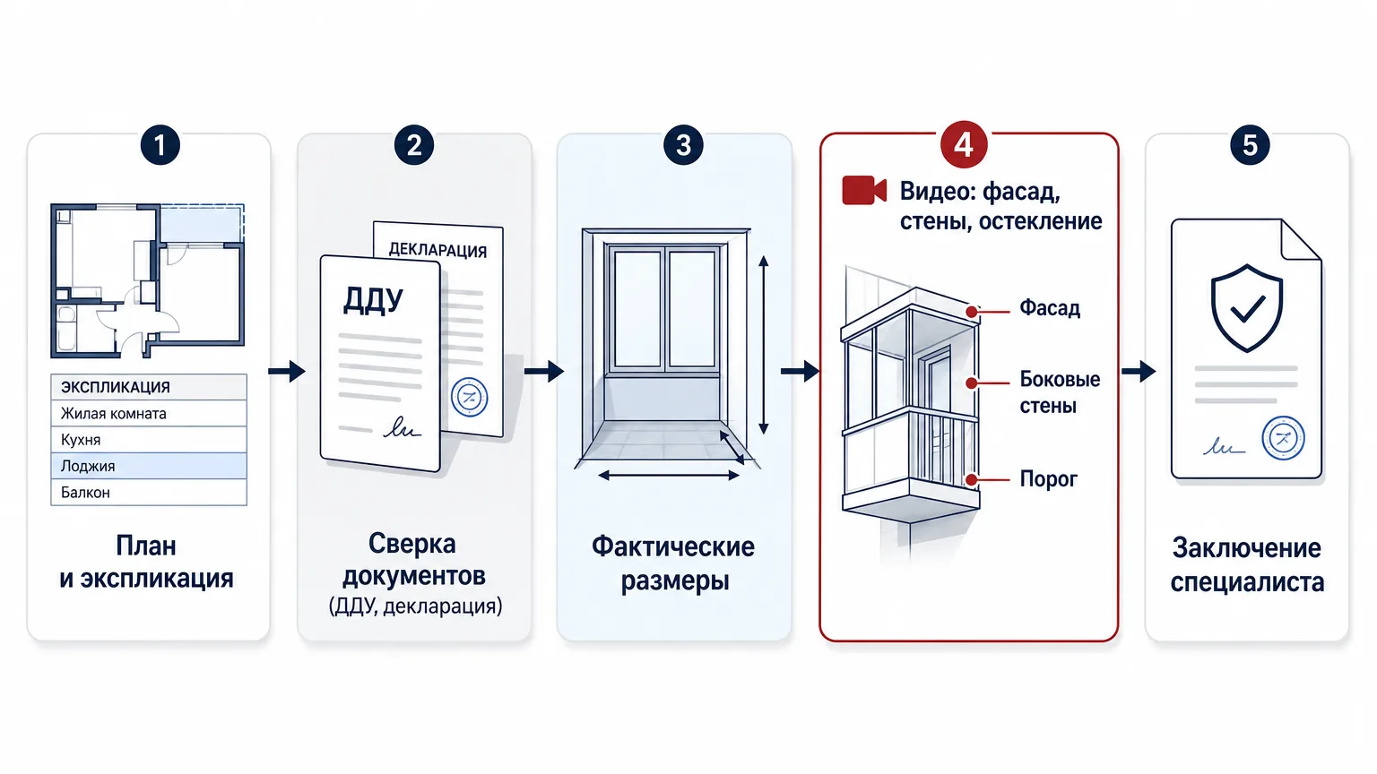 Процесс проверки типа балкона или лоджии перед покупкой квартиры по шагам
