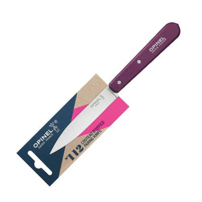 Нож столовый Opinel №112, деревянная рукоять, блистер, нержавеющая сталь, цвет: сливовый, синий, розовый, зеленый, оранжевый купить фото, изображение