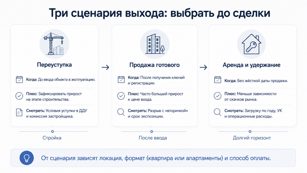 Три сценария выхода на сделке