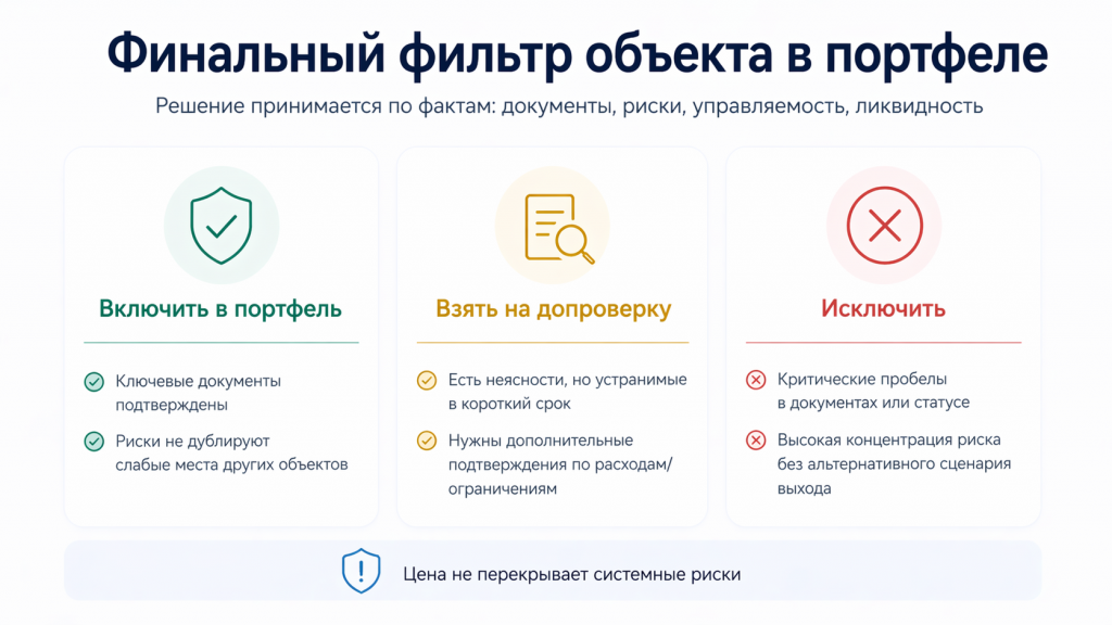 Финальный фильтр объекта в портфеле