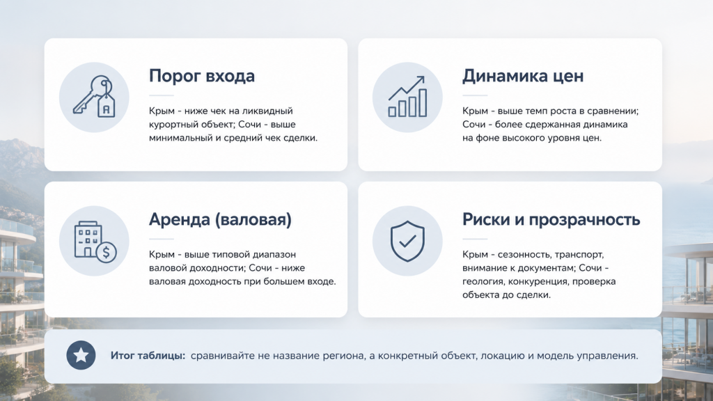 Сравнение недвижимости в Крыму и Сочи