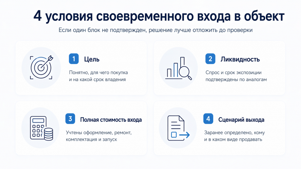 4 условия своевременного входа в объект
