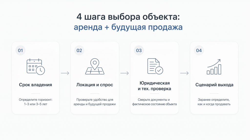 4 шага выбора объекта: аренда + будущая продажа